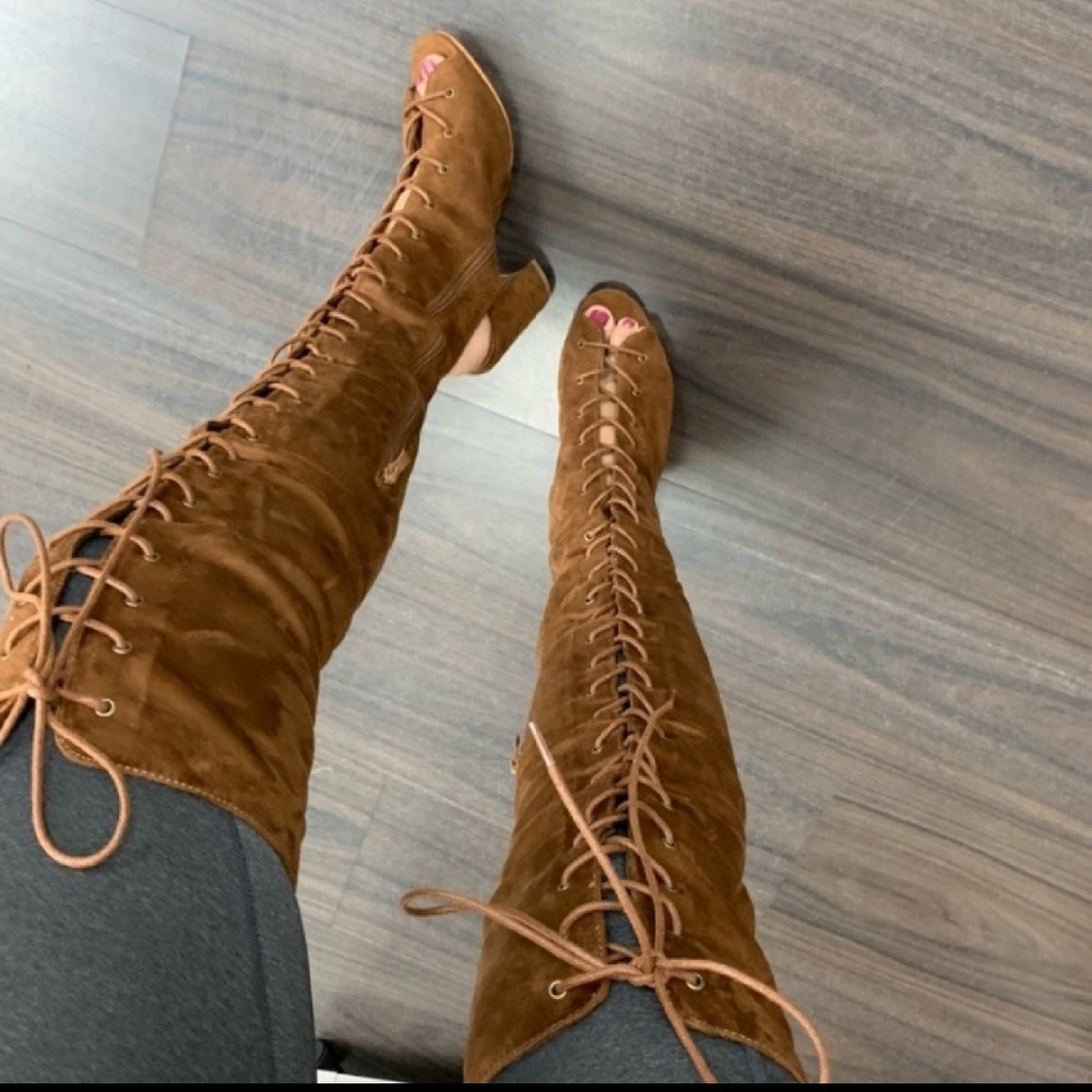 LAST 1! Taupe Lace Up Boots - Picture 5 of 6